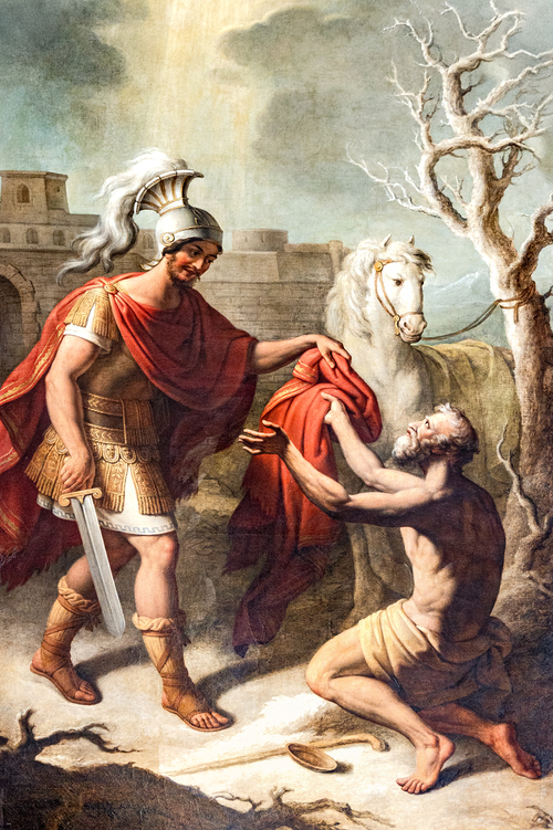 Heiliger Martin beim Teilen seines Mantels