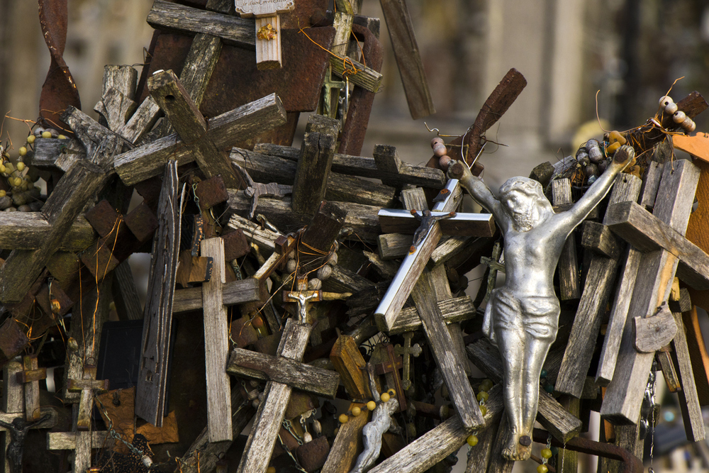 Hill of Crosses is in northern Lithuania. Large group of cross in one place. / Tai, Tamar Dundua Hill of Crosses is in northern Lithuania. Large group of cross in one place.